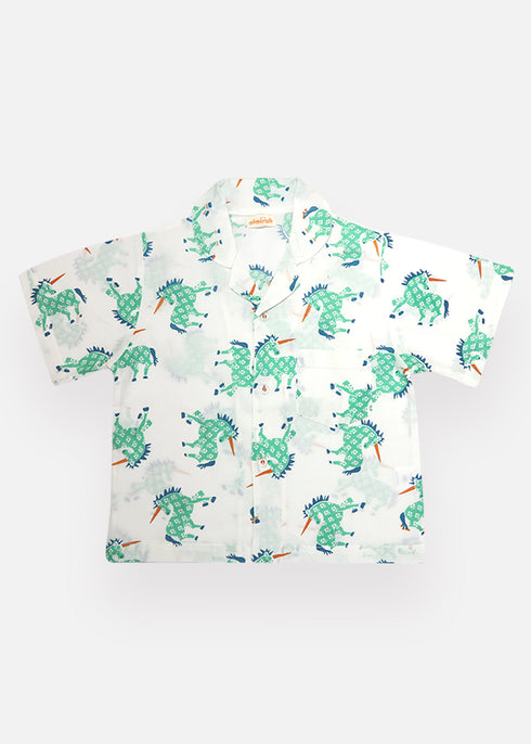 Kids Pajama Set Unicorn Green